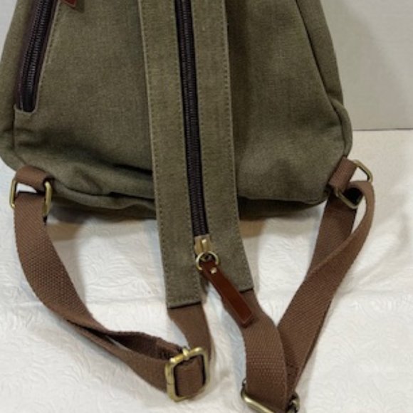 Olive Green Canvas Cotton Sling Bag Backpack Casual Daypack Rucksack Chest Bag main image 6